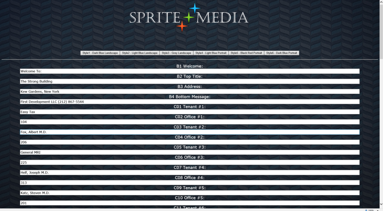 Sprite Office Directory Command Page